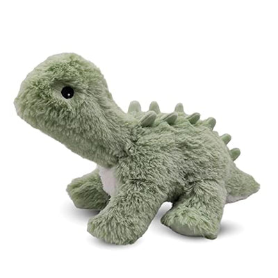 Warmies Green Long Neck Dino plush toy with a friendly face, soft green fabric, and long neck design.