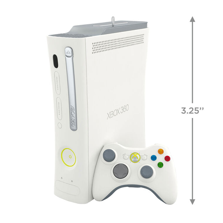 Hallmark Keepsake Xbox 360 Console ornament, Christmas decoration featuring white Xbox 360 console and controller with lights and sound.