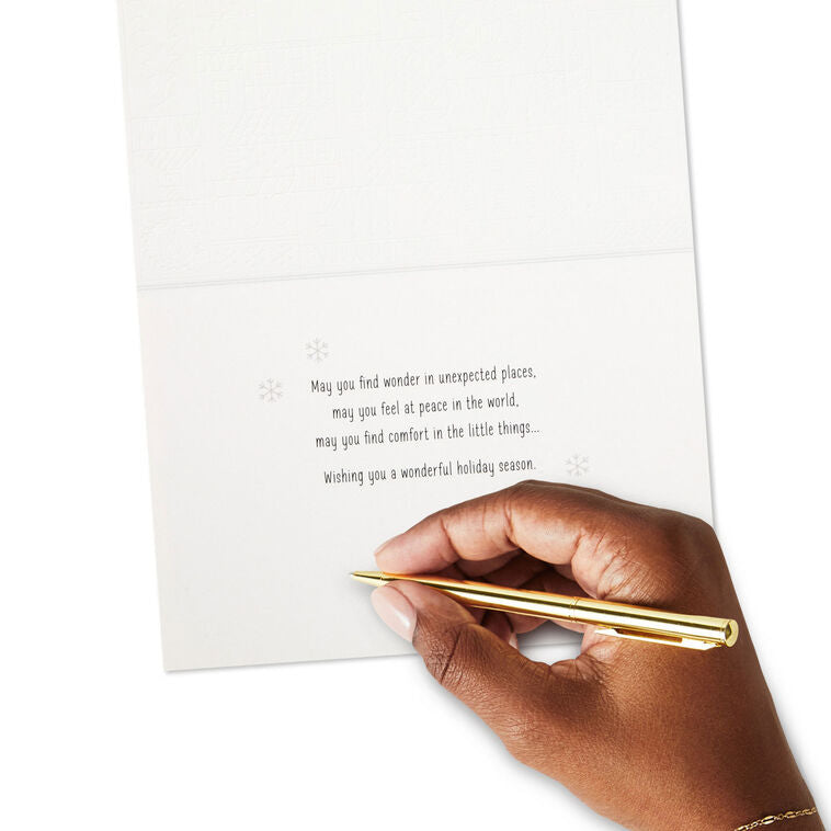 UNICEF Geometric Christmas Village on Blue Boxed Christmas Cards, Pack of 12