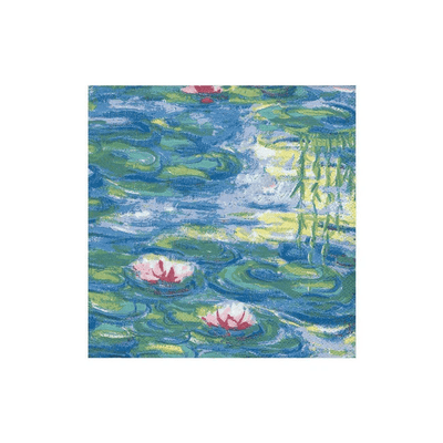Caspari Nympheas cocktail napkin with water lily design, eco-friendly and triple-ply.