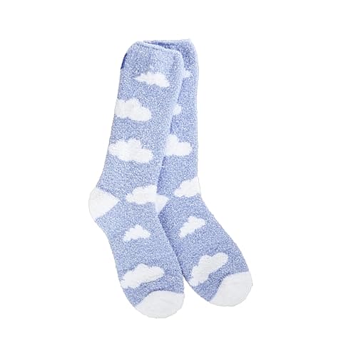 Periwinkle Cloud Crew socks with ultra-soft knit texture from the Cozy Cloud Collection for all-day comfort.