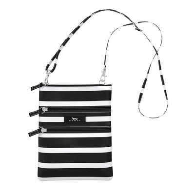 Summer Friyay print crossbody with 3 zip compartments, adjustable strap, and magnetic back pocket—compact and lightweight.