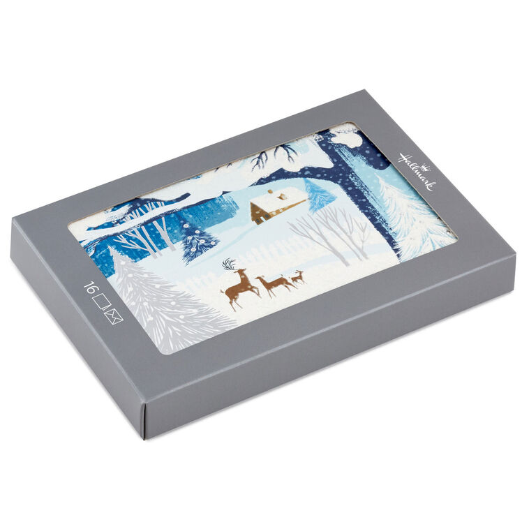 Snowy Landscape With Deer Boxed Holiday Cards, Pack of 16
