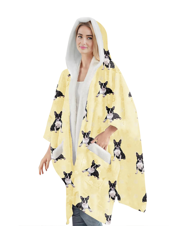 Boston Terrier Snuggs Wrap - Wearable Blanket Hoodie