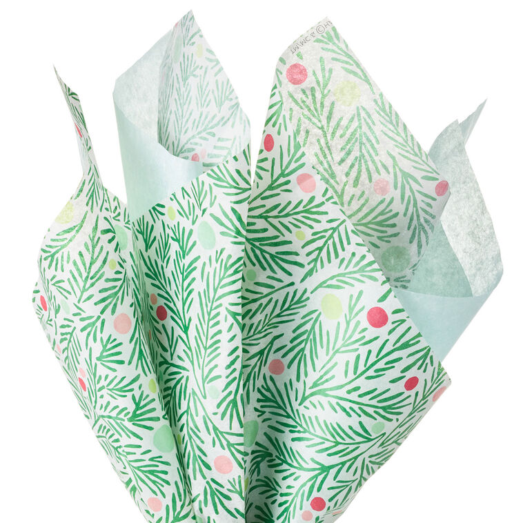Light Blue/Boughs and Dots 2-Pack Holiday Tissue Paper, 6 sheets
