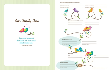 Guided memory journal for grandparents with archival paper, prompts for life stories, and pocket for keepsakes and mementos.
