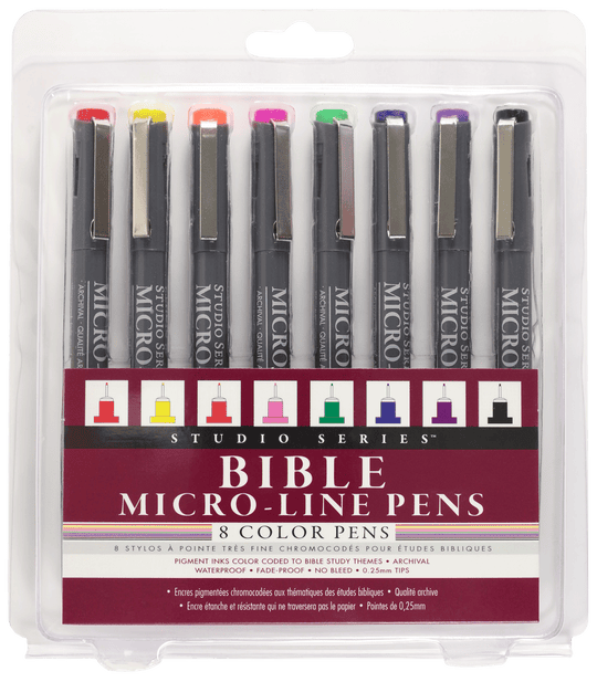 Peter Pauper Press Bible Micro-Line Color Pens set of 8 with archival ink and no bleed, perfect for underlining and note-taking.