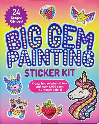 Peter Pauper Press Big Gem Painting Sticker Kit with over 1,000 colorful gems, 24 sticker designs, styluses, wax pads, and trays.