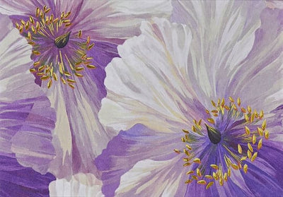 Peter Pauper Press Poppies in Bloom note cards with pink, white, and violet poppies and gold foil accents, boxed with envelopes.