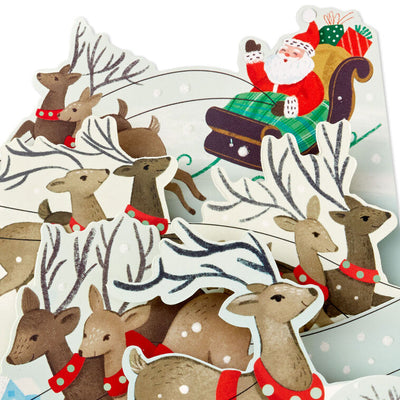 Santa's Sleigh and Reindeer Boxed Christmas Cards, Pack of 8