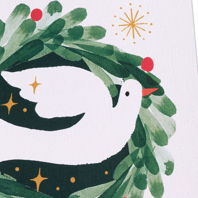 Dove on Watercolor Wreath Boxed Christmas Cards, Pack of 16