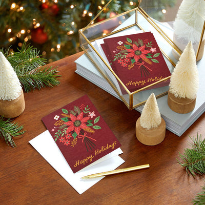 Grateful for You Holiday Florals Packaged Christmas Cards, Set of 5