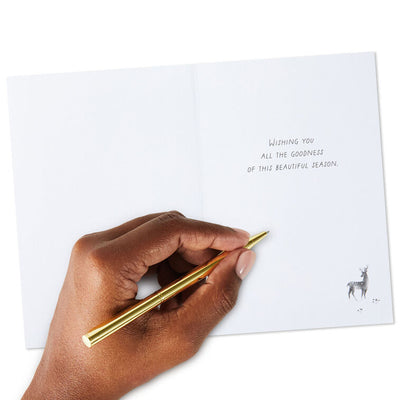 Snowy Cabin and Deer Packaged Christmas Cards, Set of 5