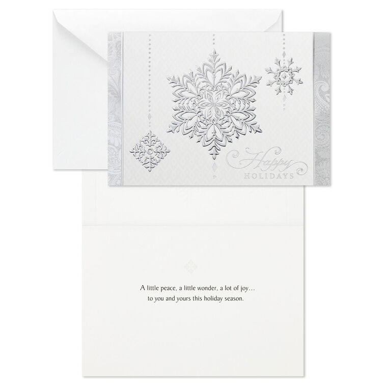 Silver Snowflakes Boxed Holiday Cards, Pack of 40
