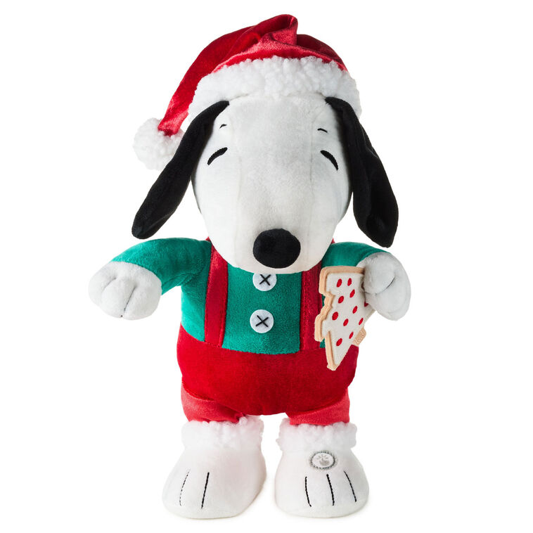 Peanuts Santa Snoopy With Cookie Plush With Sound and Motion, 12"