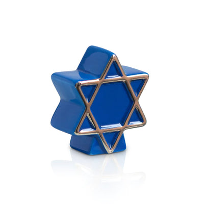Blue six-pointed star, also known as the Star of David, on a white background