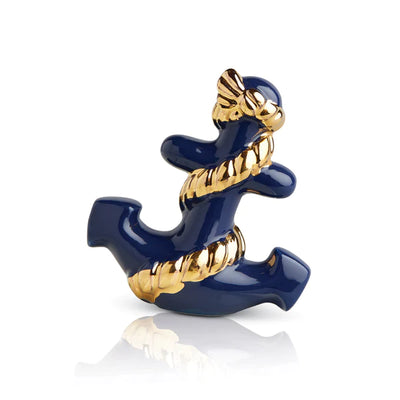 Blue and gold anchor on a white background