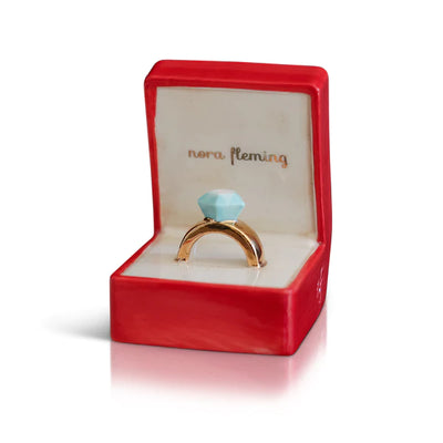 Ceramic engagement ring in red box from Nora Fleming