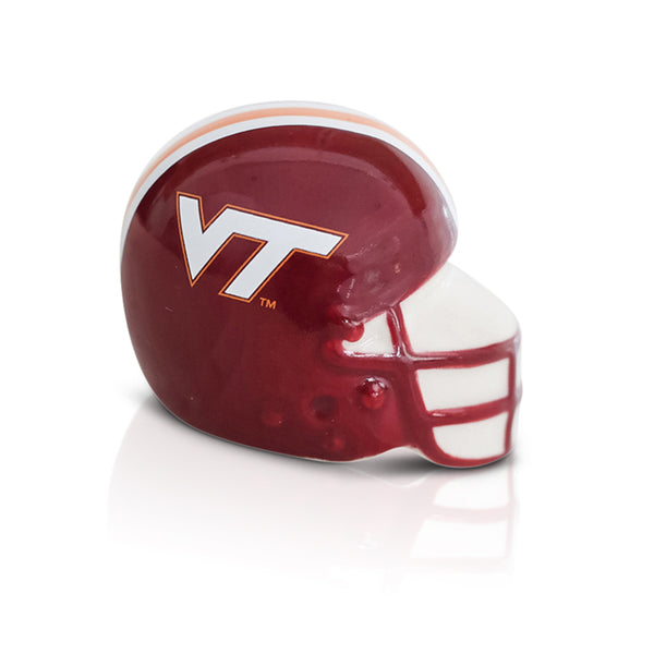 Nora Fleming Virginia Tech football helmet mini in maroon and orange; licensed collegiate decor for tailgating  

