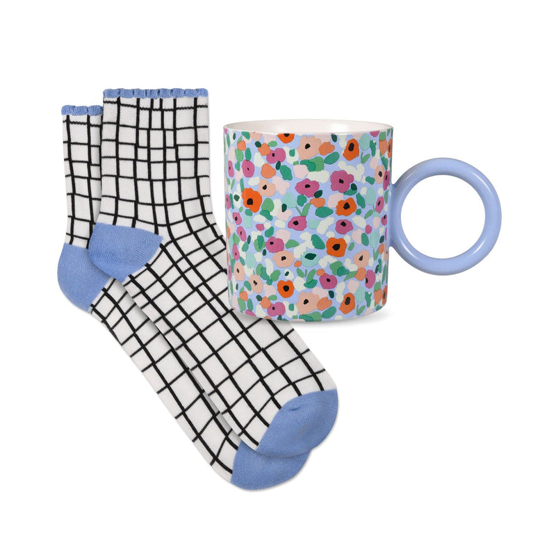 Abstract Floral Mug With Crew Socks