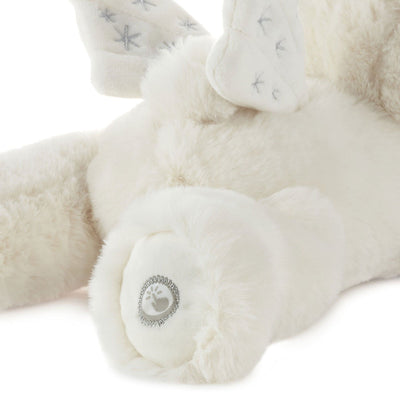 Hallmark angel bear plush toy with silver halo and embroidered wings plays instrumental 'Amazing Grace' lullaby at the press 
