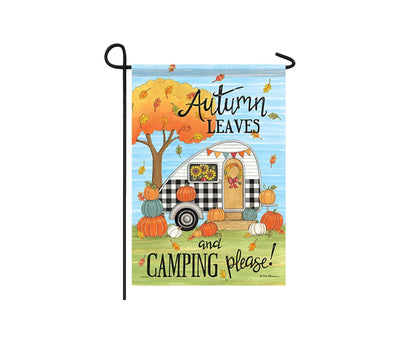 Garden flag with text ‘Autumn Leaves’ and image of fall leaves.