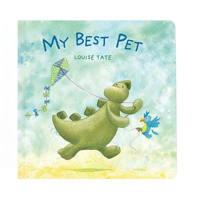 My Best Pet" children's book by Louise Tate. Stegosaurus flying a kite.