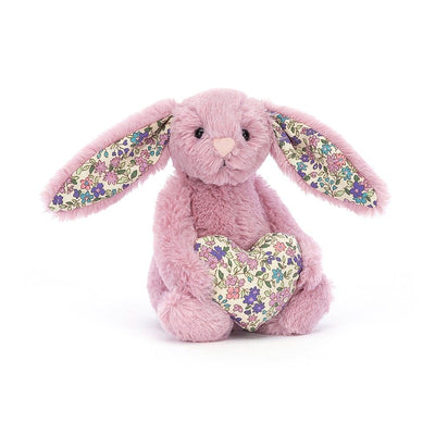 Pink bunny stuffed animal with flower heart