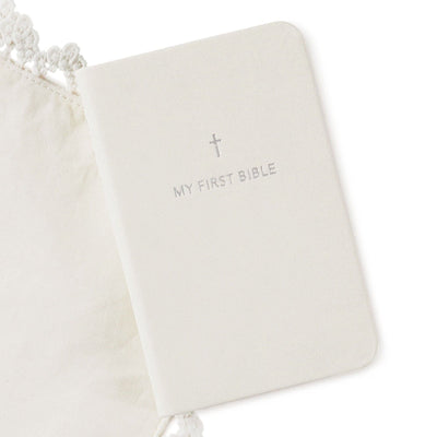 My First Bible Book with a commemorative handkerchief set, perfect for baby’s first Bible, featuring inspiring stories and a thoughtful keepsake.

