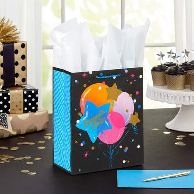 Balloons and Confetti Medium Graduation Gift Bag, 9.6"