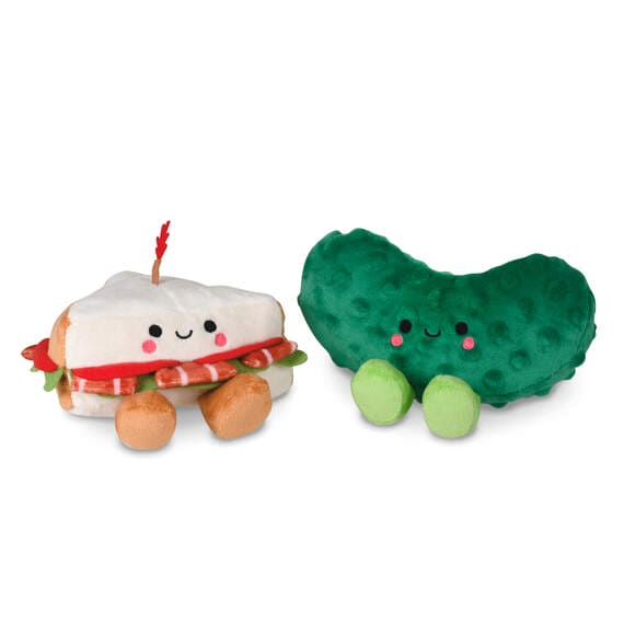 Better Together plush set of BLT sandwich and pickle characters with embroidered features and magnetic connection.
