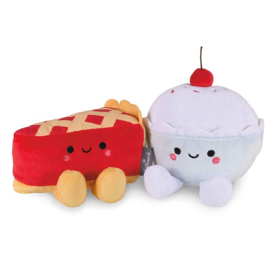 Better Together plush pair of cherry pie and ice cream characters with embroidered details and magnetic connection.
