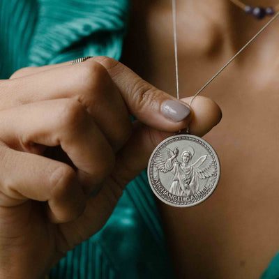 Silver Archangel Gabriel Medallion Necklace
