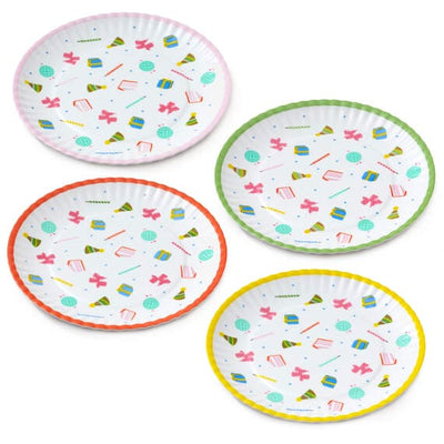 Birthday Celebration Icons Melamine Dessert Plates, Set of 4