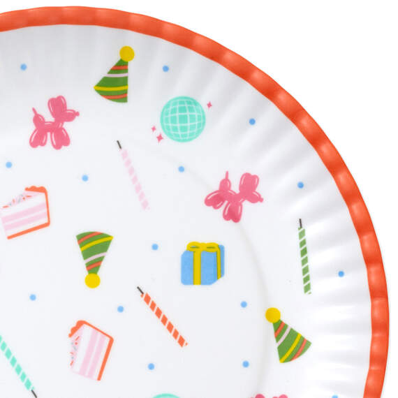 Birthday Celebration Icons Melamine Dessert Plates, Set of 4