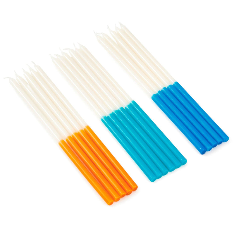 Hallmark two-toned tall birthday candles with white tops and colorful bases