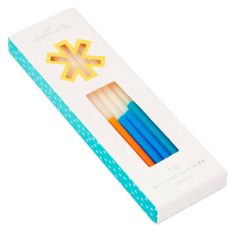 Hallmark two-toned tall birthday candles with white tops and colorful bases