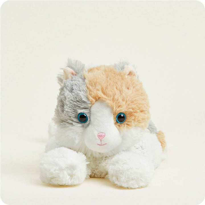 Warmies Calico Cat plush toy, microwavable and scented with French lavender, designed for warmth, comfort, and soothing sensory relief.