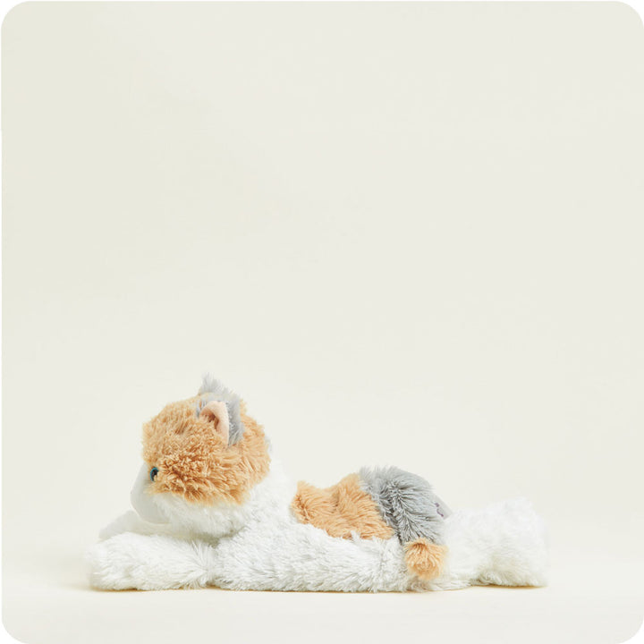 Warmies Calico Cat plush toy, microwavable and scented with French lavender, designed for warmth, comfort, and soothing sensory relief.