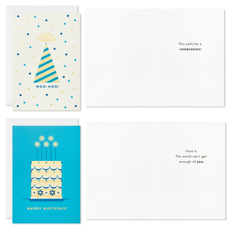 Celebration in Blue Boxed Birthday Cards Assortment, Pack of 12