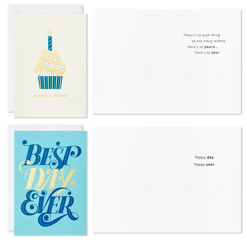 Celebration in Blue Boxed Birthday Cards Assortment, Pack of 12