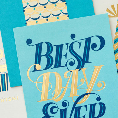 Celebration in Blue Boxed Birthday Cards Assortment, Pack of 12