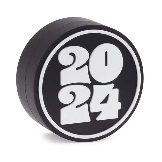 Hallmark Charmers 2024 silicone charm in black and white, fits Charmers glasses, perfect for graduations and weddings.


