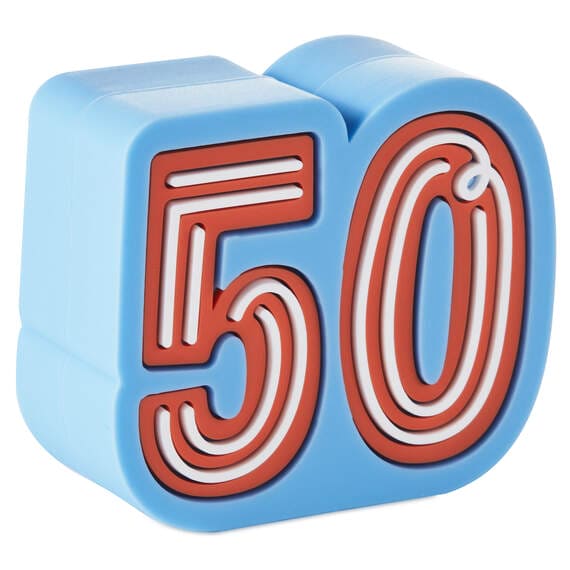 Hallmark Charmers 50th birthday silicone charm with coral and blue "50" design, fits Charmers glasses, perfect for milestone
