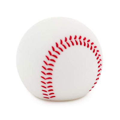 Close-up photo of a baseball against a white background. The baseball has white stitching and a red MLB logo.  pen_spark     tune  share   more_vert