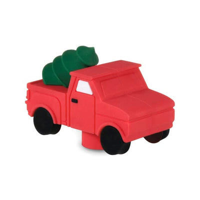 Hallmark Charmers red truck with Christmas tree silicone charm, perfect for holiday glasses or bottle stoppers.

