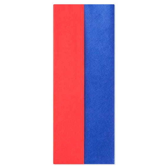 Hallmark pack of 6 tissue paper sheets in solid cherry red and fiesta blue, perfect for birthdays, graduations, and gift wrap
