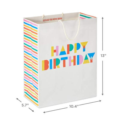 Collage Lettering Large Birthday Gift Bag, 13"