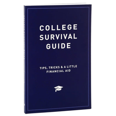 the cover of a college survival guide titled  “College Survival Guide: Tips, Tricks & A Little Financial Aid”.  pen_spark