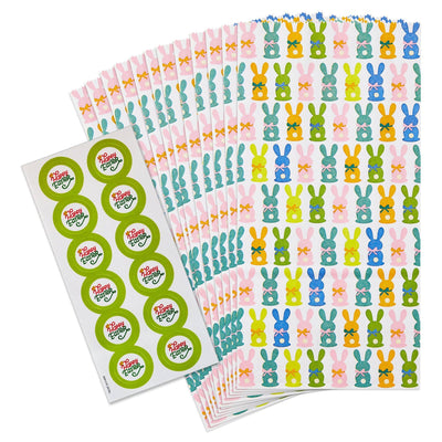 Colorful Bunnies 12-Pack Easter Goodie Bags With Stickers